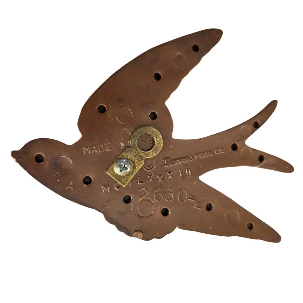 Vintage Burwood Products Co Swallow Birds Wall Hanging 2 Set Faux Wood MCM 1983